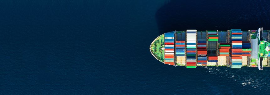 A freight container ship from above